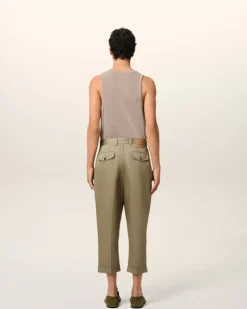 Ami Paris Green Cotton Carrot Oversized Trousers LAUREL Online