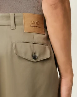 Ami Paris Green Cotton Carrot Oversized Trousers LAUREL Online