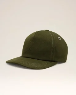 Ami Paris Green Cotton Embossed Ami de Coeur Cap LODEN Best