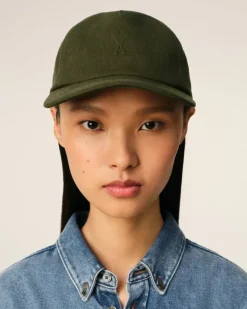 Ami Paris Green Cotton Embossed Ami de Coeur Cap LODEN Best