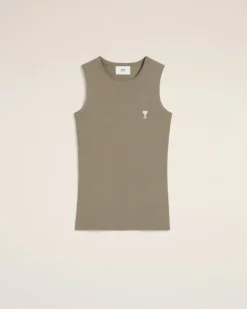 Ami Paris Green Cotton Rib Ami de Coeur Tanktop LAUREL Best Sale