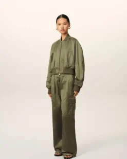Ami Paris Green Cotton Satin Ami de Coeur Bomber LODEN Online