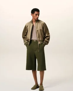 Ami Paris Green Cotton Wide Fit Bermuda Short LODEN Online