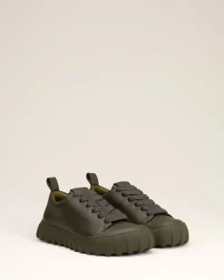 Ami Paris Green Leather Low Top Tempo Sneakers BLACK OLIVE Store