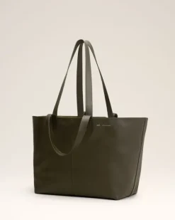 Ami Paris Green Leather Midi Tote Bag BLACK OLIVE Best