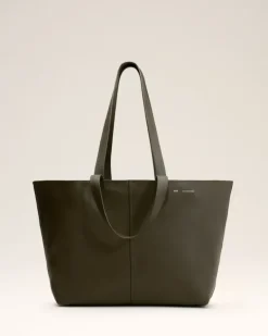 Ami Paris Green Leather Midi Tote Bag BLACK OLIVE Best