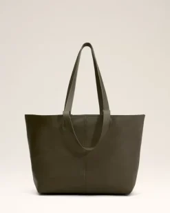 Ami Paris Green Leather Midi Tote Bag BLACK OLIVE Best