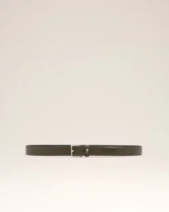 Ami Paris Green Leather Paris Paris Belt BLACK OLIVE/VIBRATED SILVER Cheap
