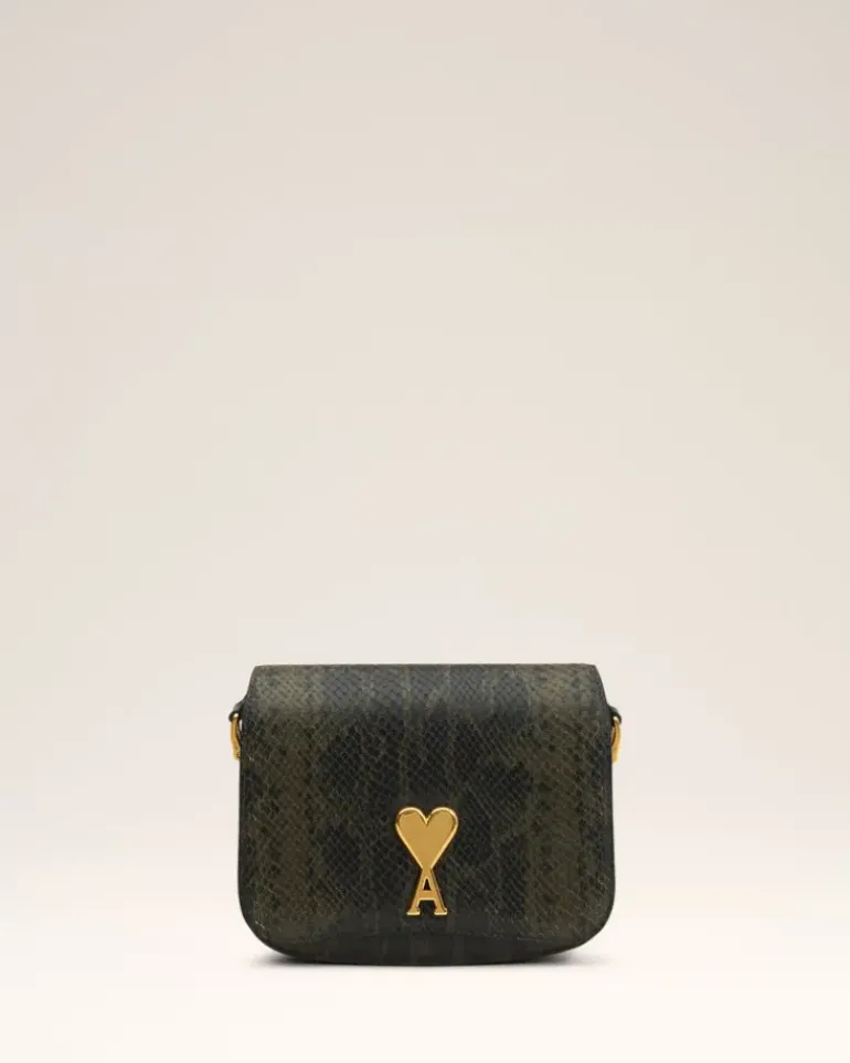 Ami Paris Green Leather Paris Paris Bag BLACK OLIVE Fashion