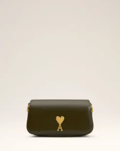 Ami Paris Green Leather Shoulder Bag Paris Paris BLACK OLIVE Shop
