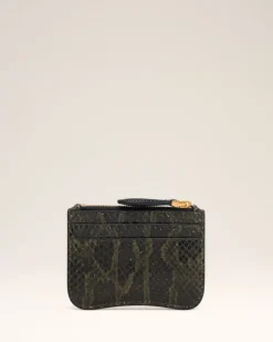 Ami Paris Green Leather Zipped Card Holder BLACK OLIVE Best