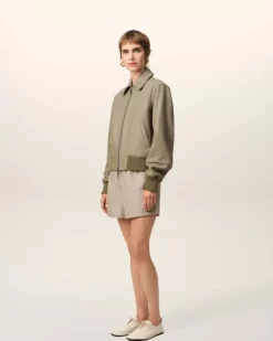 Ami Paris Green Leather Zipped Jacket LAUREL Best