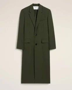 Ami Paris Green Wool Back Slit Long Coat LODEN Fashion