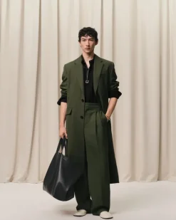 Ami Paris Green Wool Back Slit Long Coat LODEN Fashion