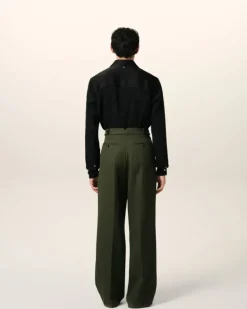 Ami Paris Green Wool Large Fit Trousers LODEN Online