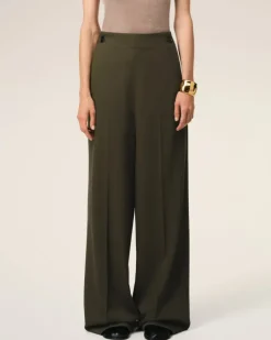 Ami Paris Green Wool Sailor Trousers BLACK OLIVE Best Sale