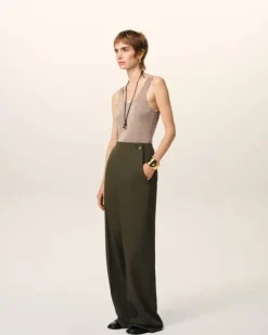 Ami Paris Green Wool Sailor Trousers BLACK OLIVE Best Sale