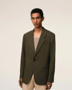 Ami Paris Green Wool Semi-Lined Jacket BLACK OLIVE Cheap