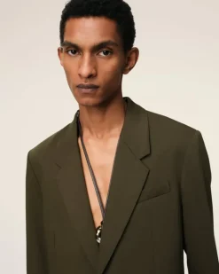 Ami Paris Green Wool Semi-Lined Jacket BLACK OLIVE Cheap