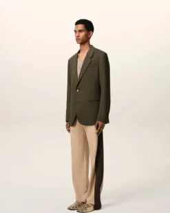 Ami Paris Green Wool Semi-Lined Jacket BLACK OLIVE Cheap