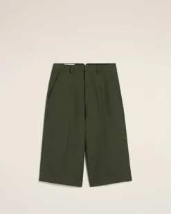 Ami Paris Green Wool Wide Bermuda LODEN Cheap