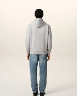 Ami Paris Grey Cotton Ami de Coeur Zipped Hoodie HEATHER ASH GREY Sale