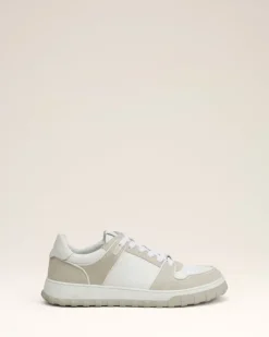 Ami Paris Grey Leather Low Top Walk Sneakers WHITE/MASTIC Fashion
