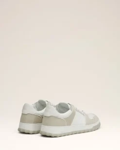 Ami Paris Grey Leather Low Top Walk Sneakers WHITE/MASTIC Fashion