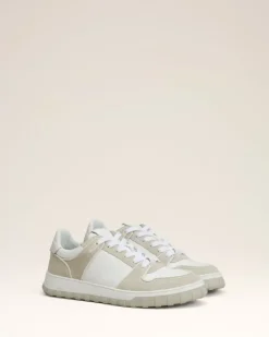 Ami Paris Grey Leather Low Top Walk Sneakers WHITE/MASTIC Fashion
