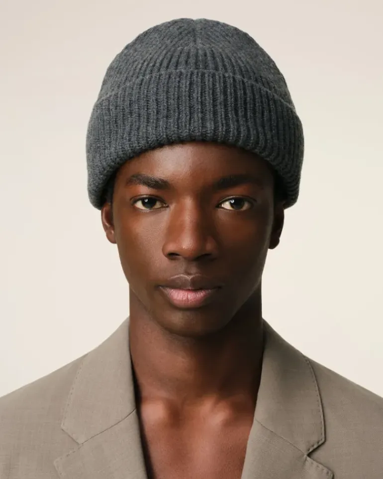 Ami Paris Grey Wool Ami de Coeur Beanie HEATHER GREY/RED Flash Sale