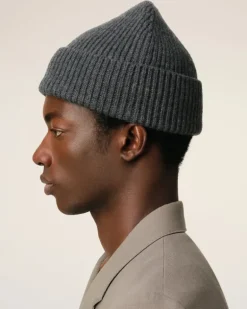 Ami Paris Grey Wool Ami de Coeur Beanie HEATHER GREY/RED Flash Sale