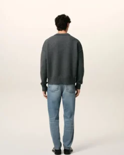 Ami Paris Grey Wool Ami de Coeur Sweater HEATHER GREY/RED Online