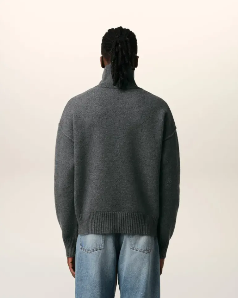 Ami Paris Grey Wool Ami de Coeur Sweater HEATHER GREY/RED Outlet