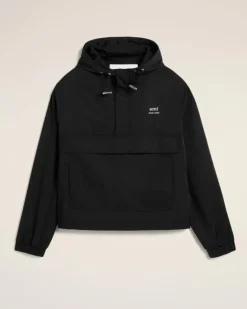 Ami Paris Hooded Ami Alexandre Mattiussi Windbreaker BLACK Outlet