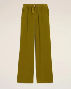 Ami Paris Khaki Flare Fit Elasticated Trousers LICHEN Clearance