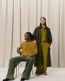 Ami Paris Khaki Flare Fit Elasticated Trousers LICHEN Clearance