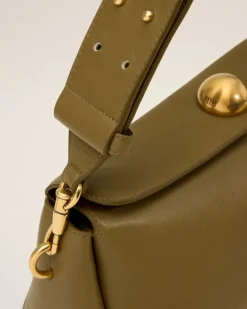 Ami Paris Leather Carrousel Bag KHAKI Cheap