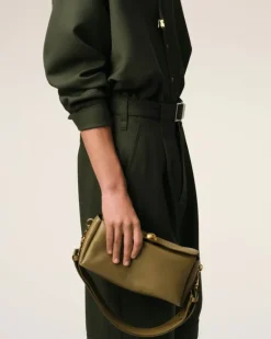 Ami Paris Leather Carrousel Bag KHAKI Cheap