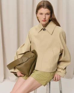 Ami Paris Leather Large Carrousel Bag KHAKI Store