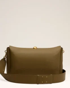 Ami Paris Leather Large Carrousel Bag KHAKI Store