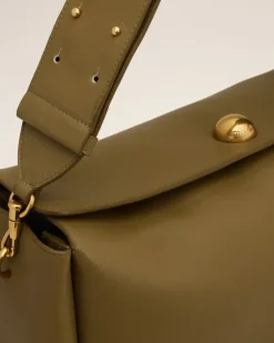 Ami Paris Leather Large Carrousel Bag KHAKI Store