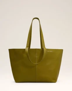 Ami Paris Khaki Leather Midi Tote Bag LICHEN Sale