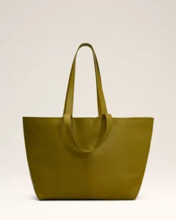 Ami Paris Khaki Leather Midi Tote Bag LICHEN Sale