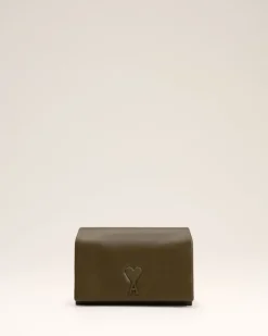 Ami Paris Leather Voulez-Vous Wallet Strap KHAKI Online