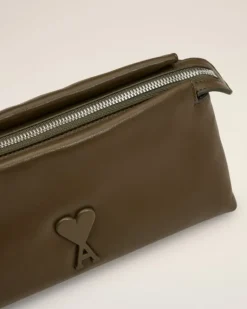 Ami Paris Leather Voulez-Vous Pouch KHAKI Flash Sale