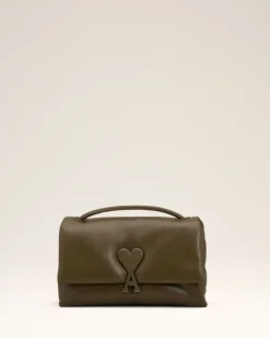 Ami Paris Leather Voulez-Vous Bag KHAKI Outlet