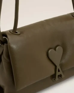 Ami Paris Leather Voulez-Vous Bag KHAKI Outlet