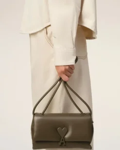 Ami Paris Leather Voulez-Vous Bag KHAKI Outlet