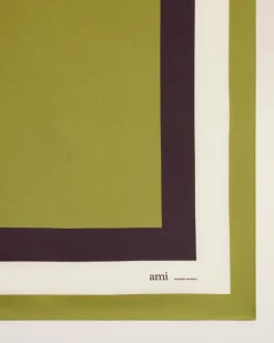 Ami Paris Khaki Silk Tricolor Bandana LICHEN/EGGPLANT/WHITE CREAM Flash Sale