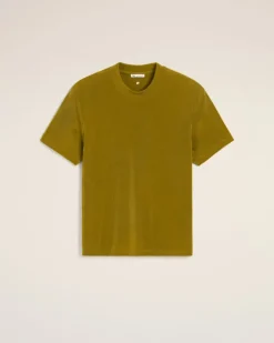 Ami Paris Khaki Rib Jersey Short Sleeve T-Shirt LICHEN Cheap